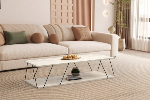 Masuta de cafea, Kalune Design, Labranda, Travertin / Negru