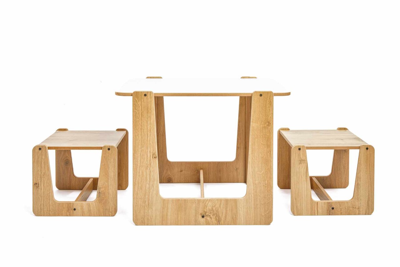 Set masa si scaun pentru copii, Hanah Home, Crane 2 St, Alb / Natural - view 4