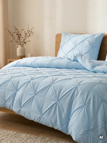 Lenjerie de pat dubla Aurea, Homla, 160x200 cm, 3 piese, bumbac/lyocell, albastru