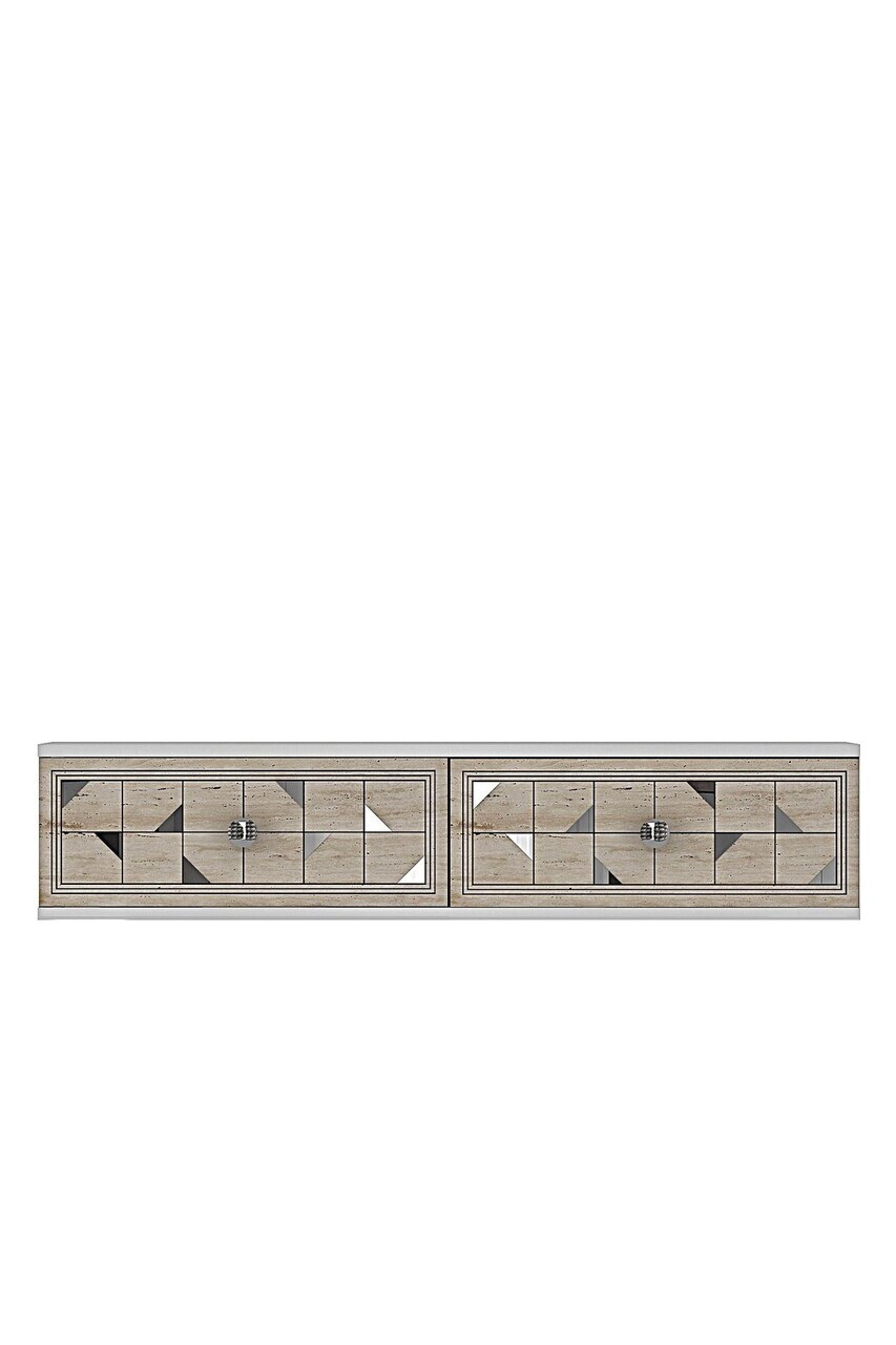Dulap, Hanah Home, Moka 120, 120x25.5x29.6 cm, White / Travertine / Silver — imaginea 4