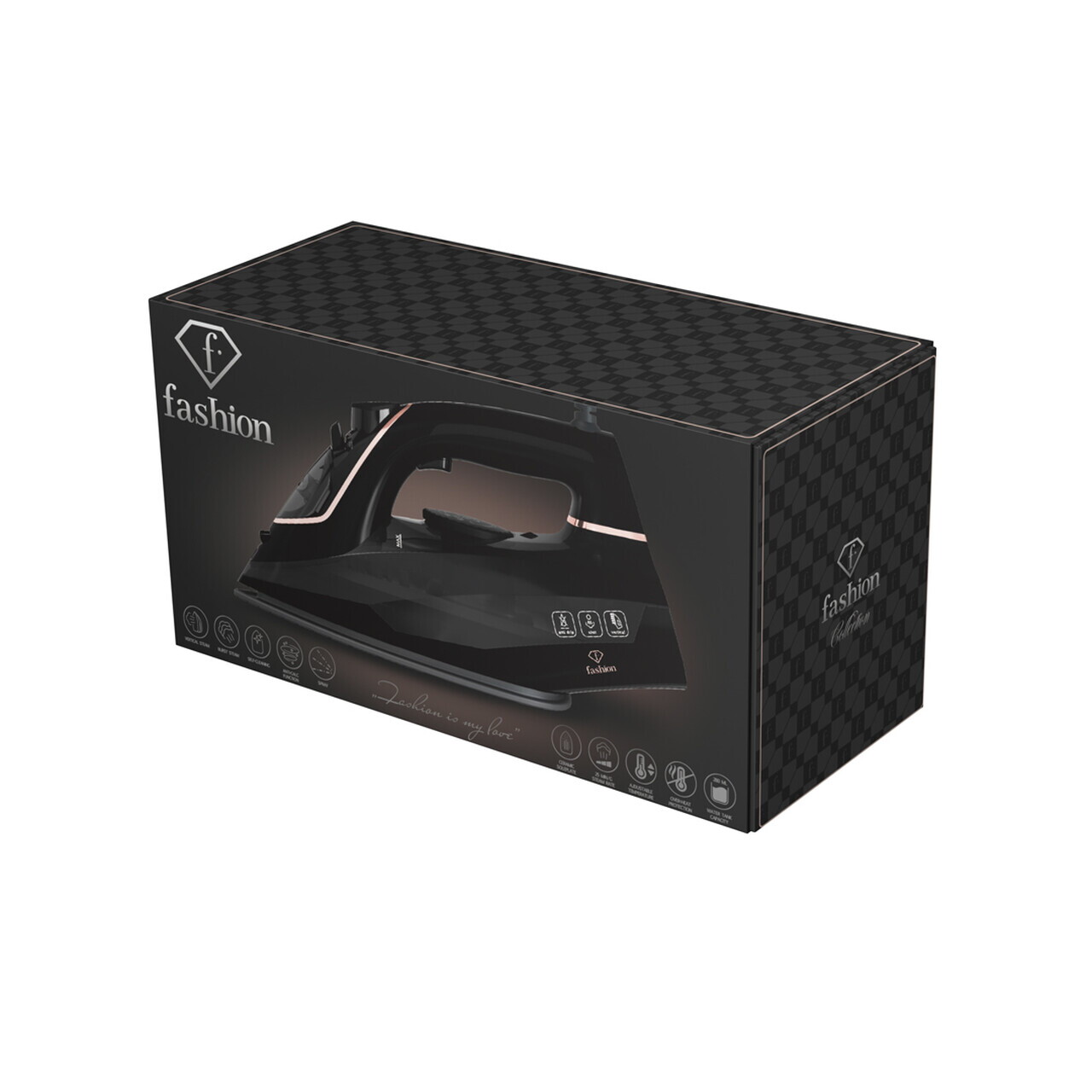 Fier de calcat Fashion TV, Matte Black-Rose Gold, 2400W, 280 ml, invelis ceramic, negru - imagine 11