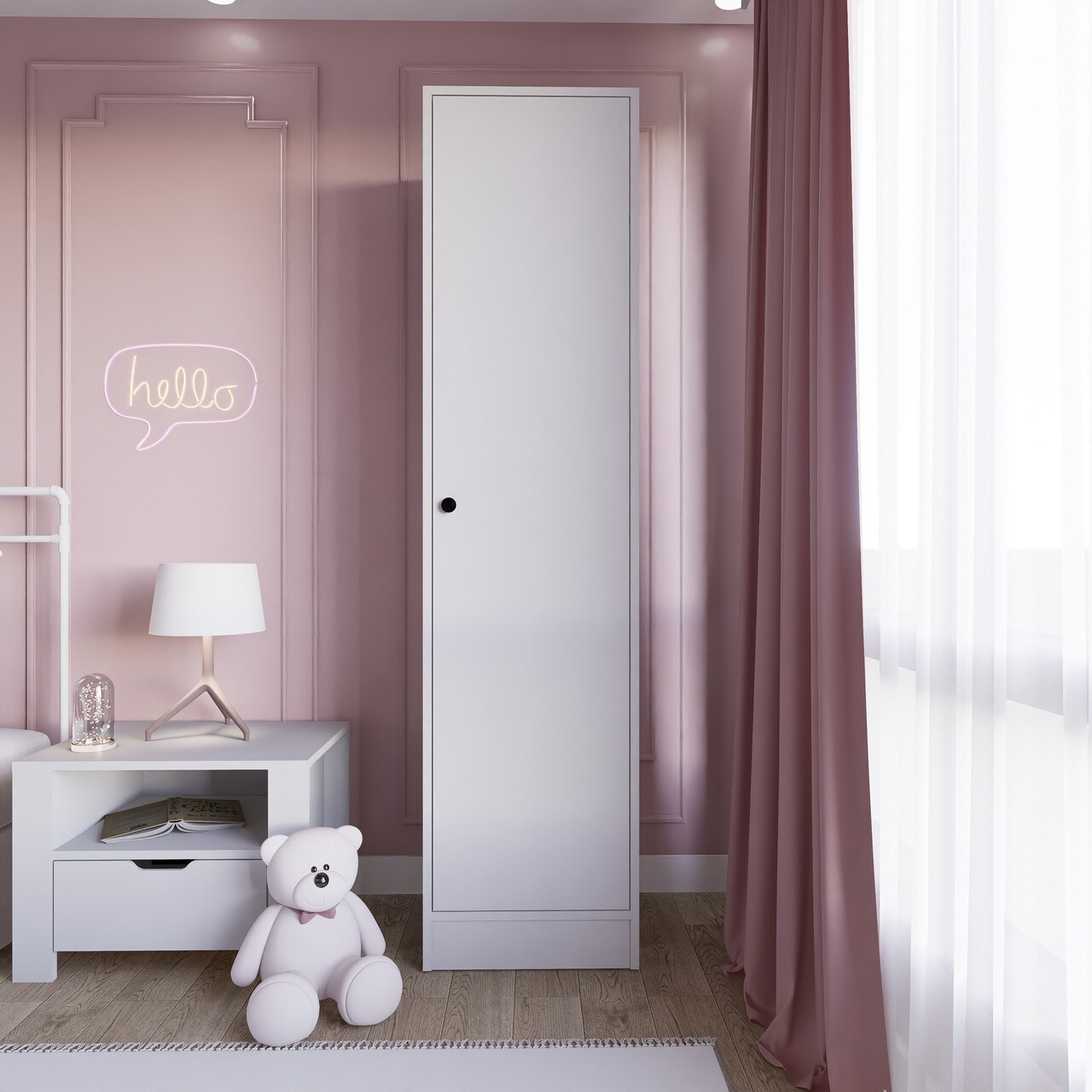Dulap pentru haine, Miwood, Daisy 1600-38, 45x182x53 cm, PAL, Alb mat - 1 | YEO