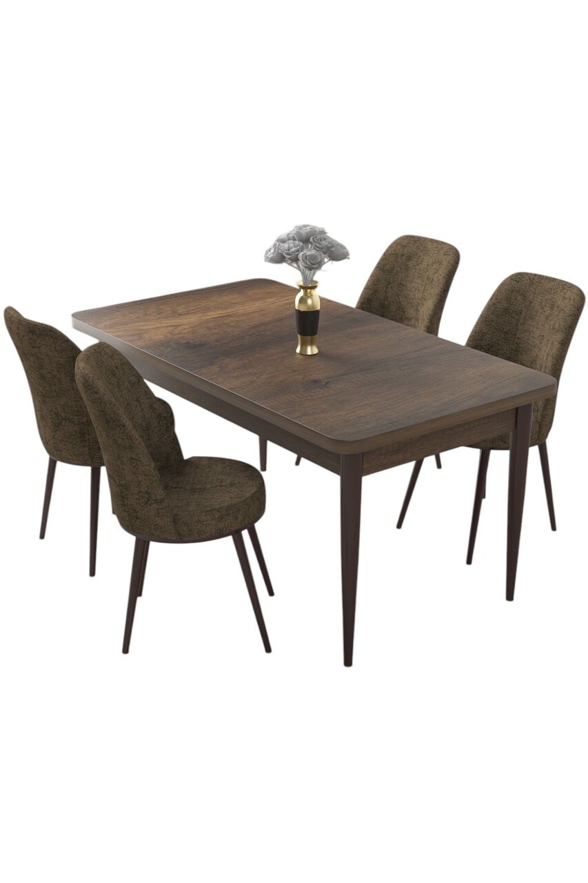 Set masă și scaune (5 bucăți), Hanah Home, Nil, Baroc / Maro - view 2