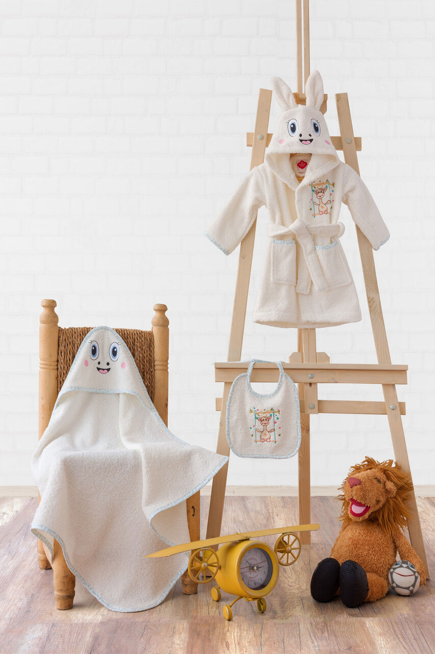 Set de baie pentru bebeluși, Cotton Box, Zürafa, Bumbac, Crem