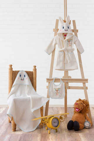 Set de baie pentru bebeluși, Cotton Box, Zürafa, Bumbac, Crem