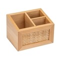 Cutie depozitare cu 3 compartimente, Wenko, Allegre, 12 x 8.5 x 9 cm, bambus/ratan, natur