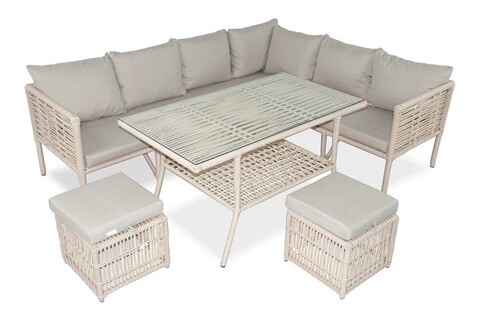 Set mobilier de gradina, jumilla, newyork pouffe 2, maro deschis