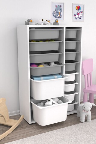 Dulap multifunctional, Estella, Rine 2D4K8U, Alb/Gri