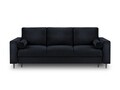 Canapea extensibila, Camellia, Mazzini Sofas, 3 locuri, cu lada de depozitare, 220x100x92 cm, catifea, albastru inchis