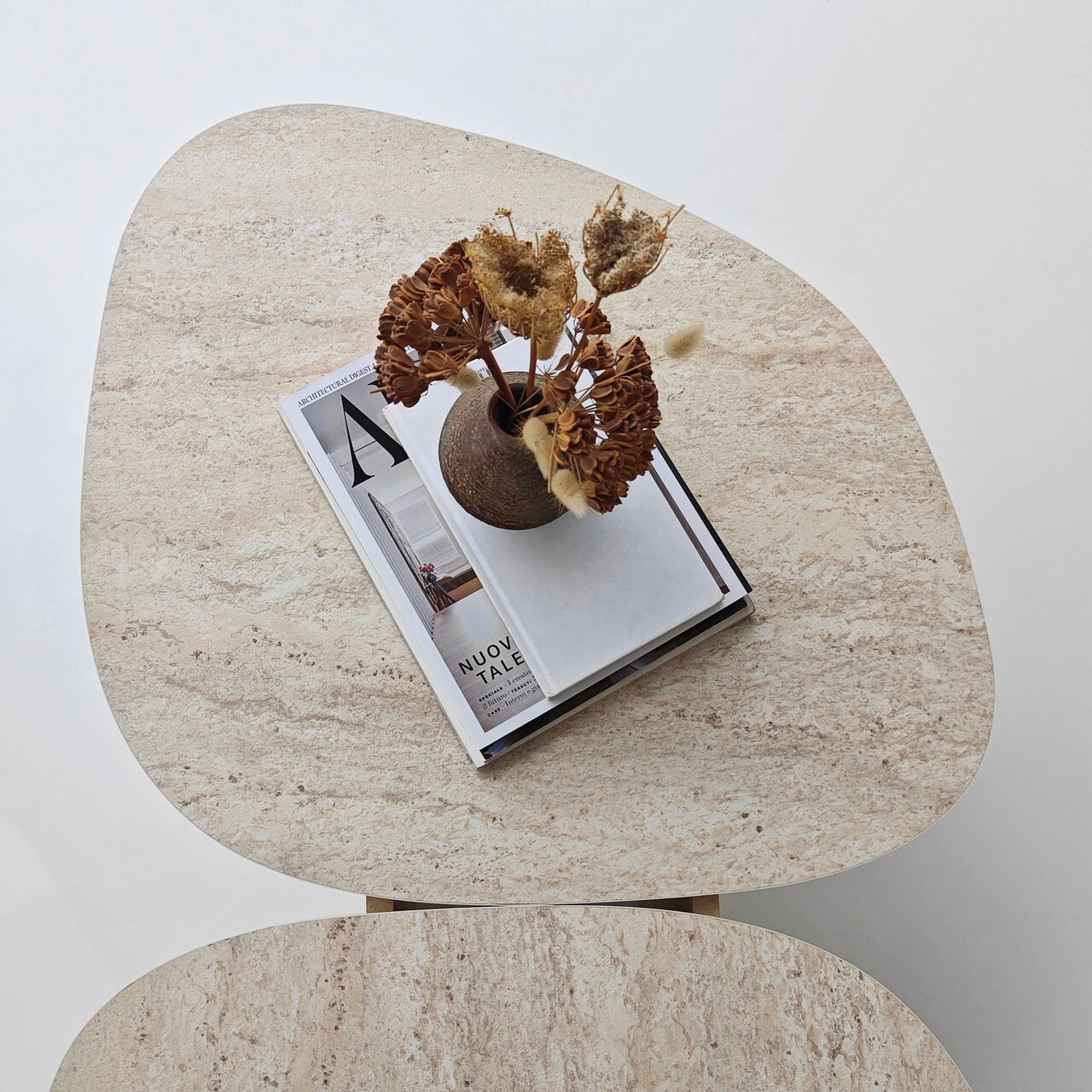 Masuta de cafea, Hanah Home, Stones, 125x38x60 cm, Travertin - view 6
