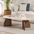 Masuta de cafea, Nordure, Melina, 120x40x60 cm, PAL, Travertin / Nuc Venezia