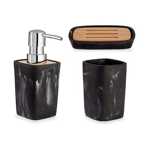 Set de baie 3 piese Abigail, Berilo, plastic/bambus, negru Berilo
