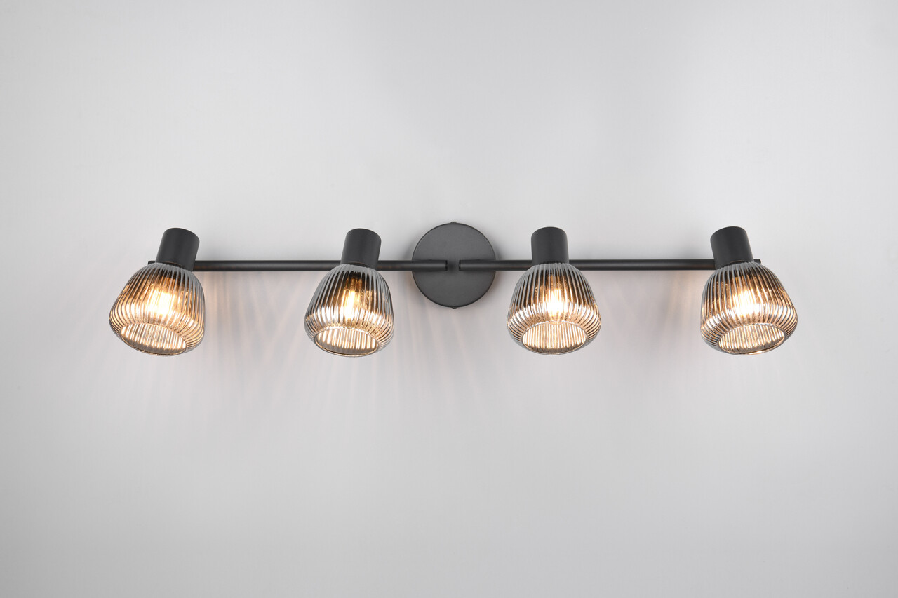 Plafoniera Tarifa, TRIO, 71x20.5 cm, 10W, 4x E14, metal, negru mat/argintiu