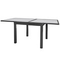 Masa extensibila Thais, 90-180 x 90 x 74 cm, aluminiu/sticla temperata, grafit
