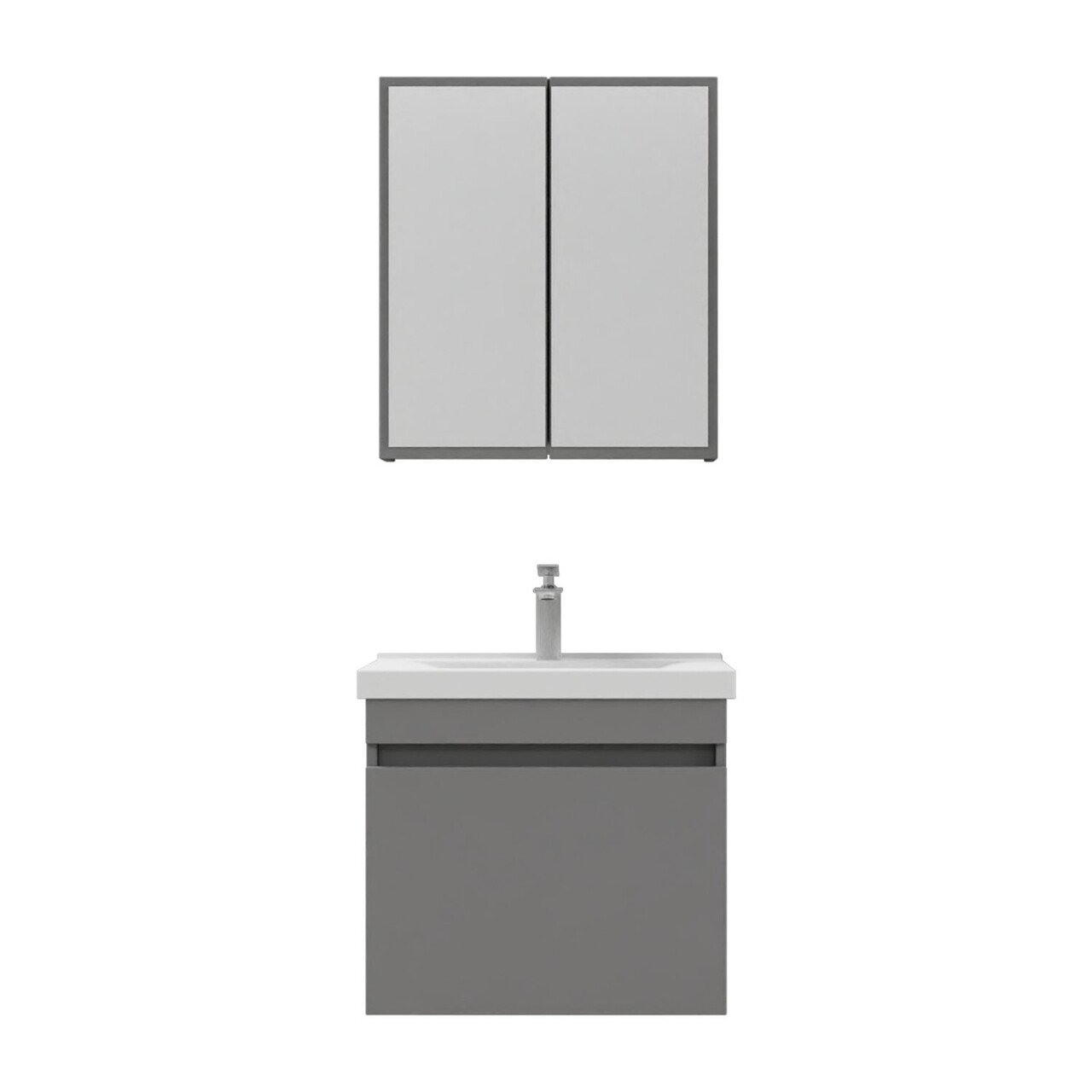 Set mobilier de baie (2 piese), Hanah Home, Bellezza 65, Gri Mat - view 6