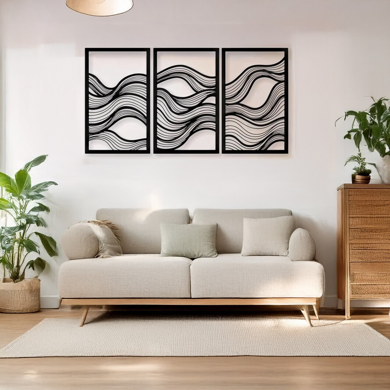 Set de accesorii decorative de perete din metal, DCV-1107-MT, Dimensiune: 30 x 50 cm (3 bucăți), Negru — imaginea 2