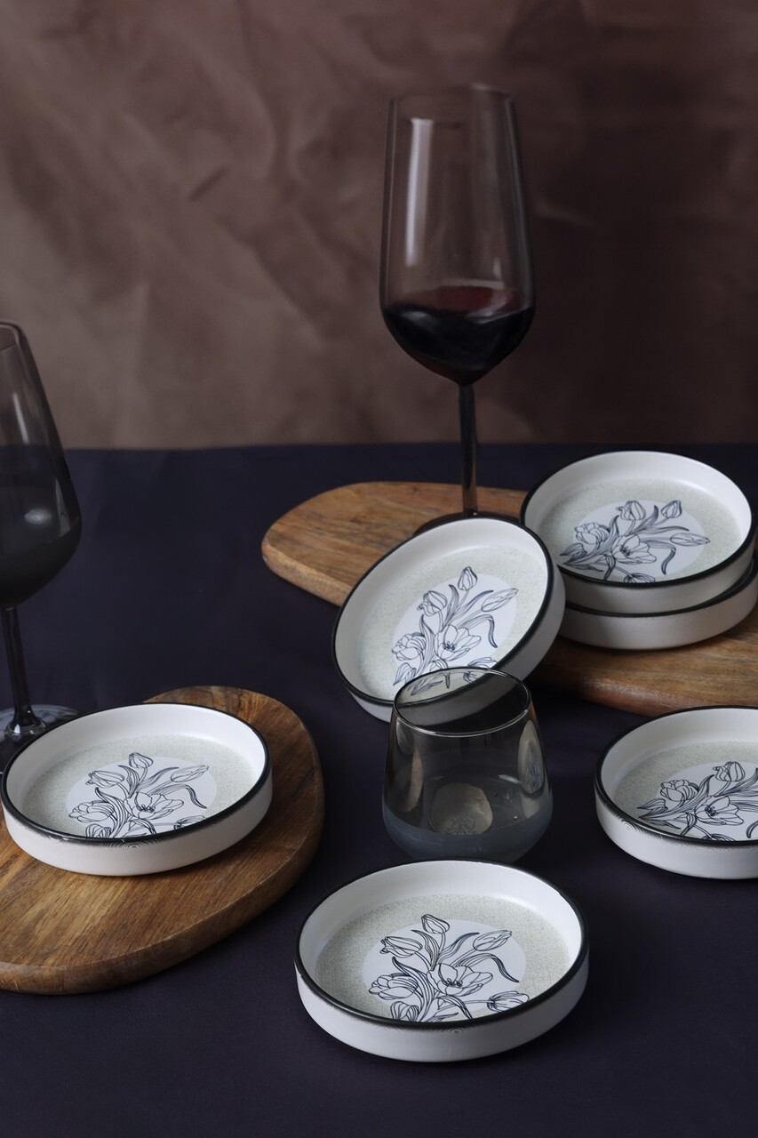 Set boluri ceramice (6 bucăți), L'essentiel Maison, 275KRM2361, Antibacterian, Alb/Negru — imaginea 5