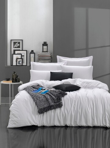 Lenjerie de pat dubla, Fresh Color - White, EnLora Home, Bumbac Ranforce