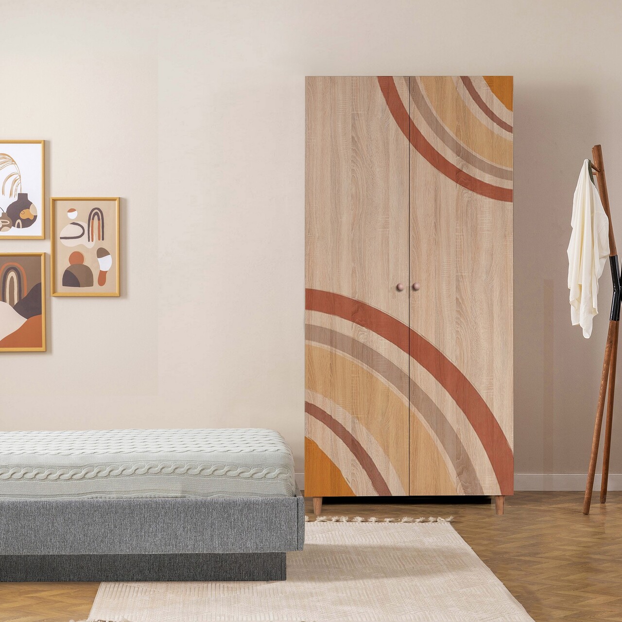 Dulap pentru haine, Vella, Lidya 2 -978, 90x192x52 cm, PAL, Sonomo - 1 | YEO