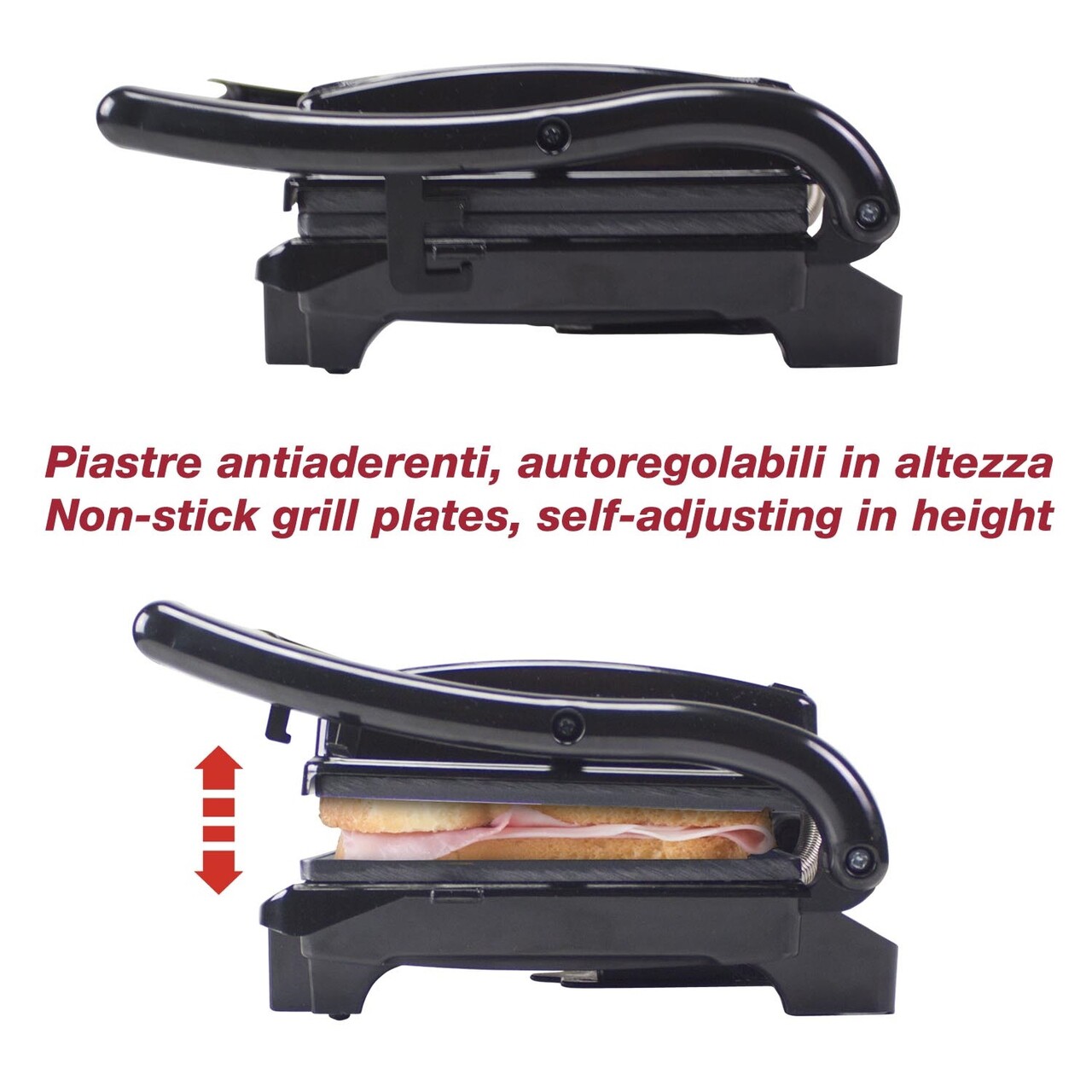Grill electric reglabil Beper, 26.5x23x8.5 cm, 800 W, aluminiu/plastic/metal, negru/argintiu - view 5