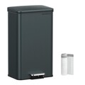Cos de gunoi cu pedala 40 L, Songmics, inchidere soft close, include 15 saci de gunoi, 34.5x32x59.5 cm, otel, negru