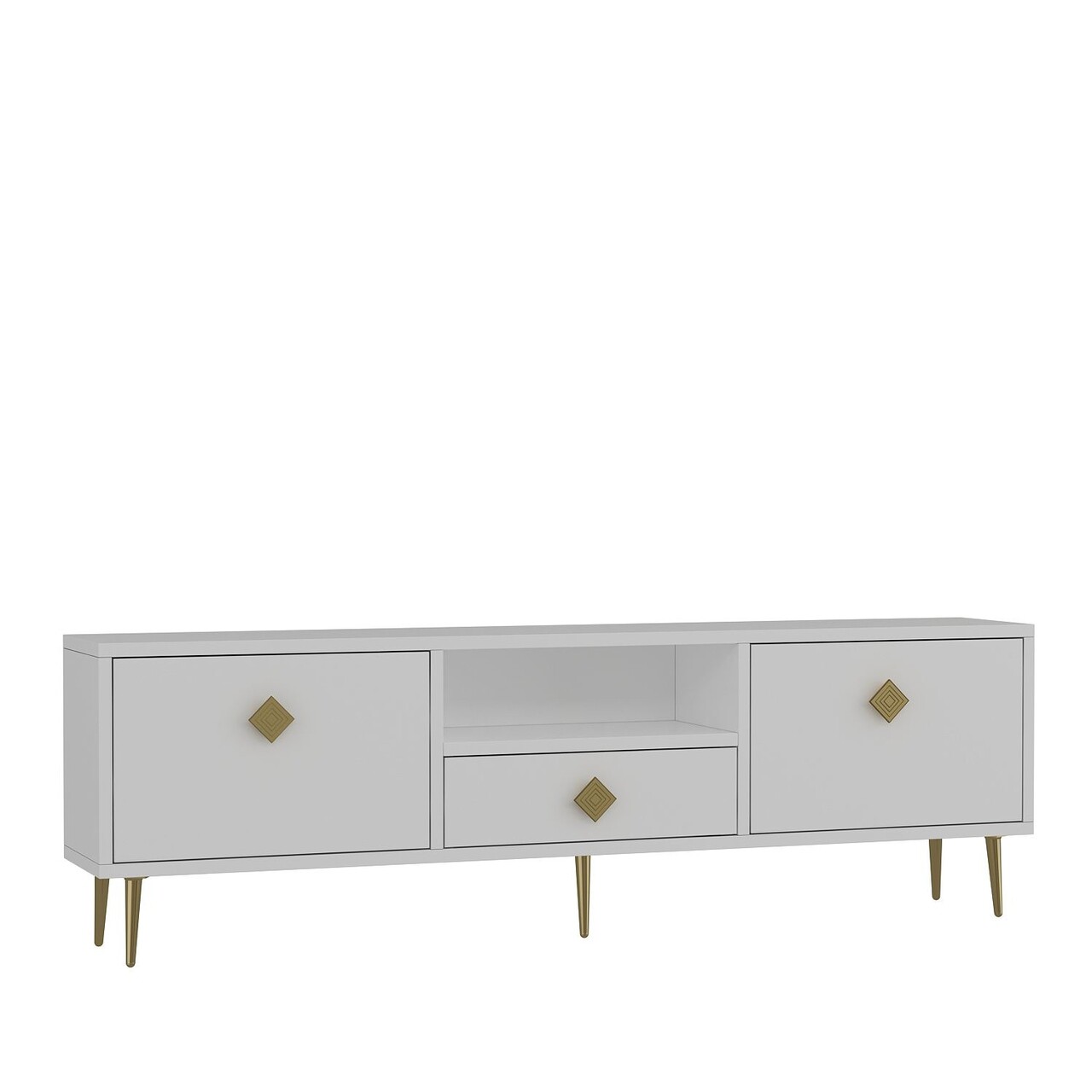 Comoda TV, Hanah Home, 1308-DROP-1, 140x45x30 cm, PAL , Alb/Auriu - view 4