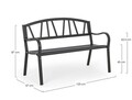 Banca pentru gradina Janelle, Bizzotto, 123 x 57 x 87 cm, otel, finisaj mat, gri carbune