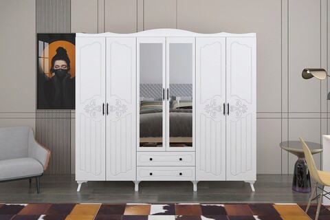 Dulap pentru haine, Glenevis, Meva 216, 210x188x50 cm, Alb Glenevis