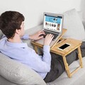 Masuta pentru laptop, Songmics, LLD01N, inaltime ajustabila, 55 x 35 x 21-29 cm, bambus