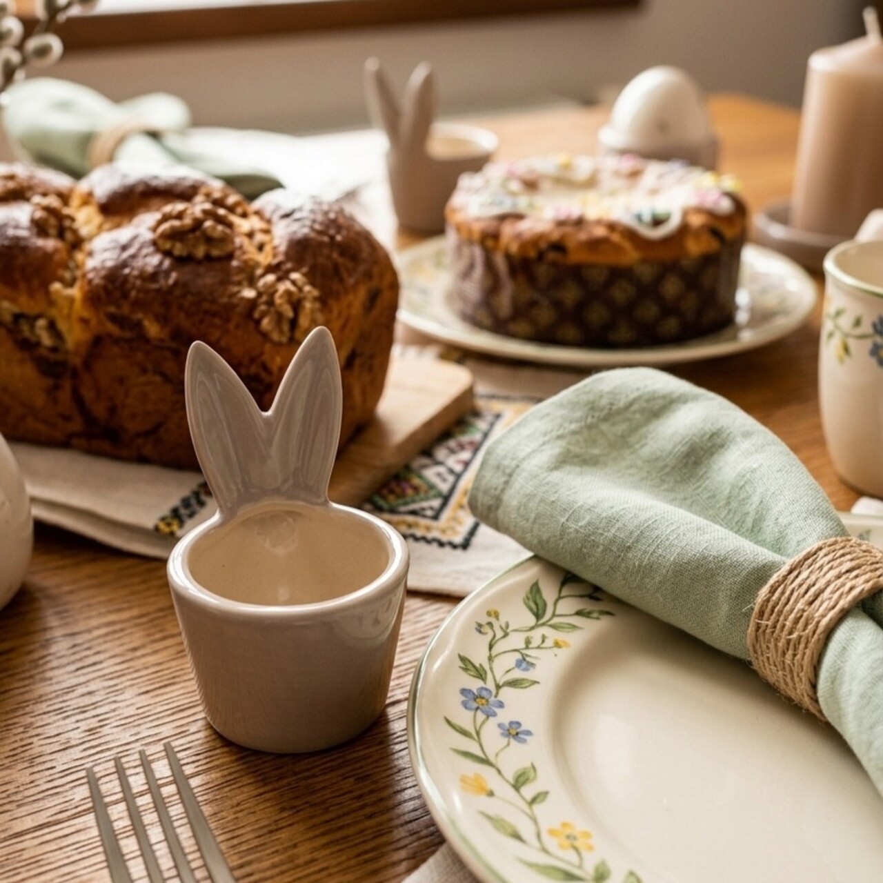 Suport pentru ou Rabbit ears, 5.5x6x7.5 cm, dolomit, maro deschis