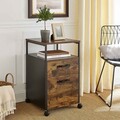 Dulap de birou pentru dosare, Vasagle, cu compartiment A4 si letter, 41x45x66 cm, MDF/PAL/otel, maro rustic