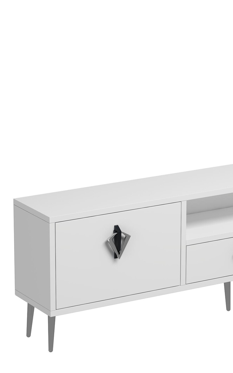 Comoda TV, Hanah Home, 1311-DROP-32, 140x45x30 cm, PAL , White / Black / Silver - view 5