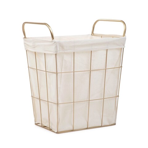 Cos de rufe Lorrey, Homla, 42x27x49 cm, metal/poliester, alb/auriu