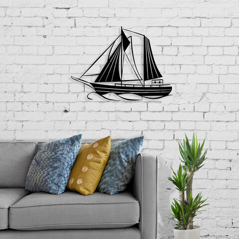 Decoratiune de perete, sail, metal, dimensiune: 55 x 40 cm, negru