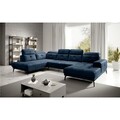 Coltar stanga 6 locuri ELTAP, LT-40NU, Bretan, 350x205x107 cm, lemn/poliester, albastru inchis