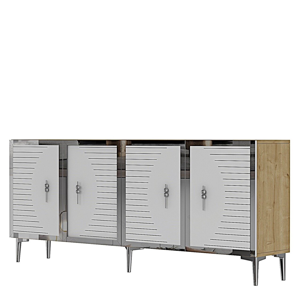 Consola, Hanah Home, Tuna 180, 180x75x32 cm, PAL , Stejar Safir / Alb / Argintiu - view 5