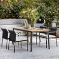 Set mobilier gradina/terasa Elle, 5 piese, aluminiu/lemn de teak, negru/natur