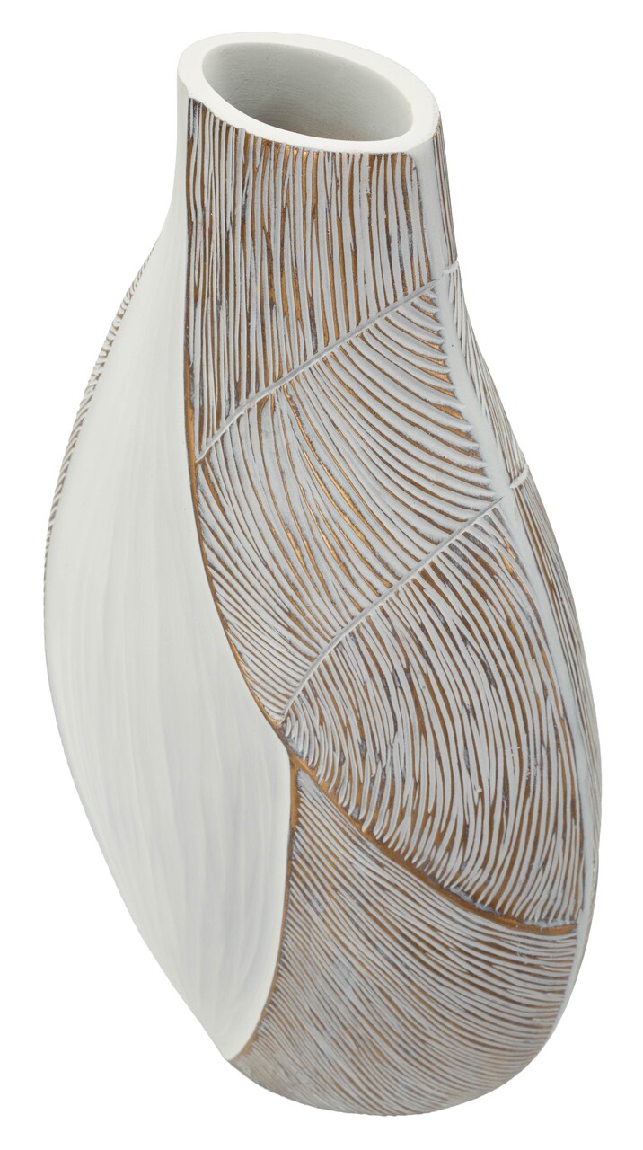 Vaza decorativa, Mauro Ferretti, Ho Chi Minh, 29.5x13.5x50 cm, polirasina, alb decolorat - imagine 3