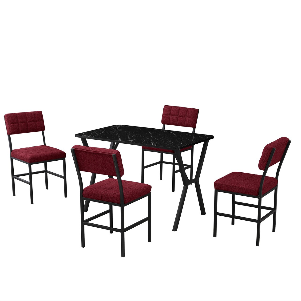 Set masa extensibila si scaune, Hanah Home, Dubai, Burgundiu / Negru - view 4