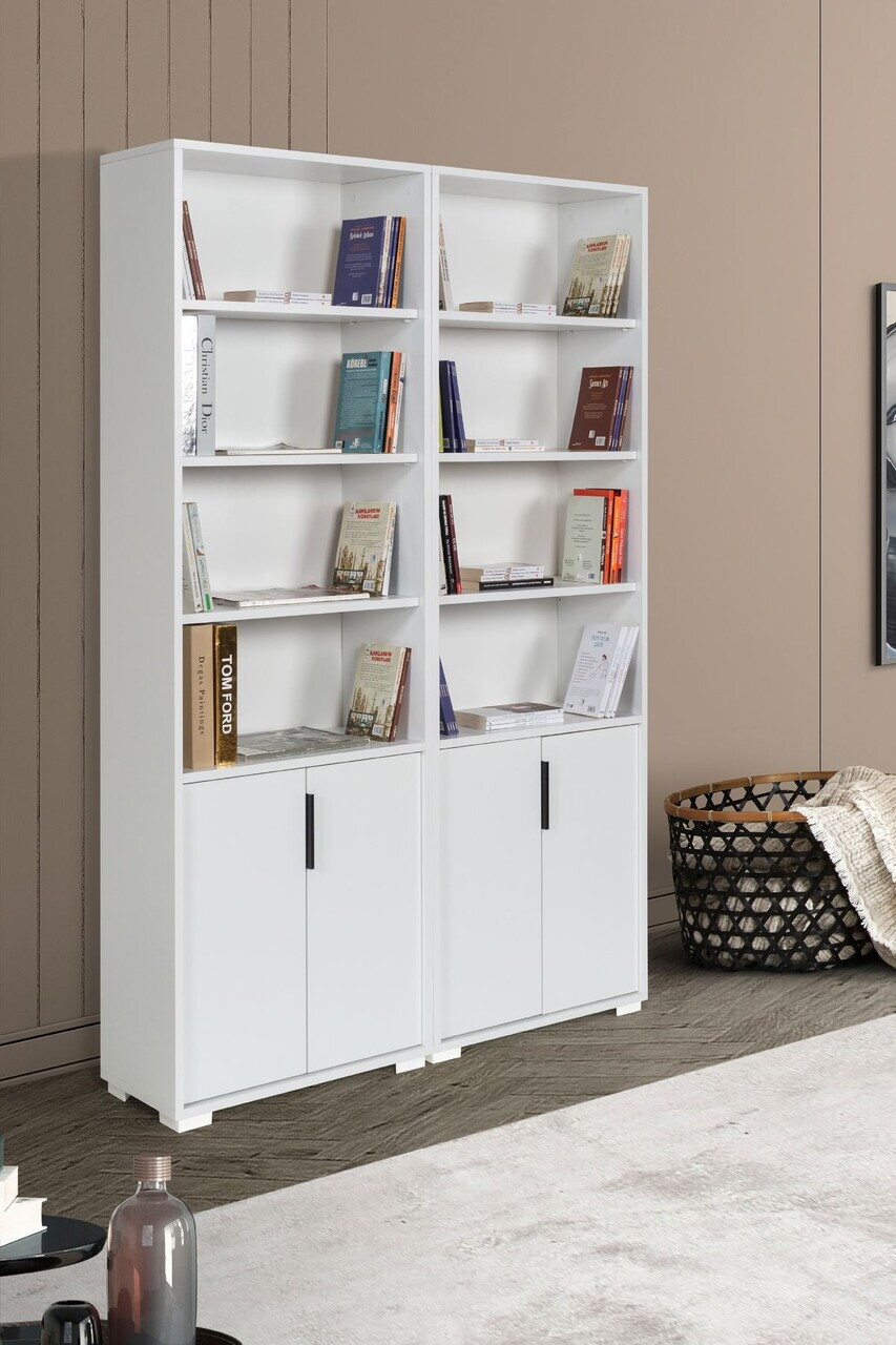 Corp biblioteca, Hanah Home, Evm 8204, 120x187x30 cm, PAL, Alb — imaginea 3