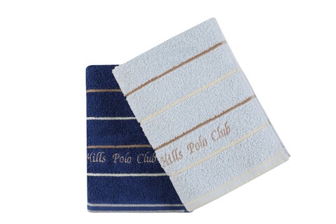 Set 2 prosoape de maini 407,  Beverly Hills Polo Club, 50x90 cm, bumbac, albastru