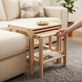 Set masute 3 piese, Hanah Home, CPT4791-50, PLACAJ CARPEN, Natural