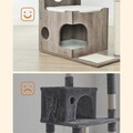 Ansamblu de joaca pisici / arbore pentru pisici, Feandrea, cu 3 platforme si 1 casuta, 66x40x86 cm, MDF/sisal, alb/gri