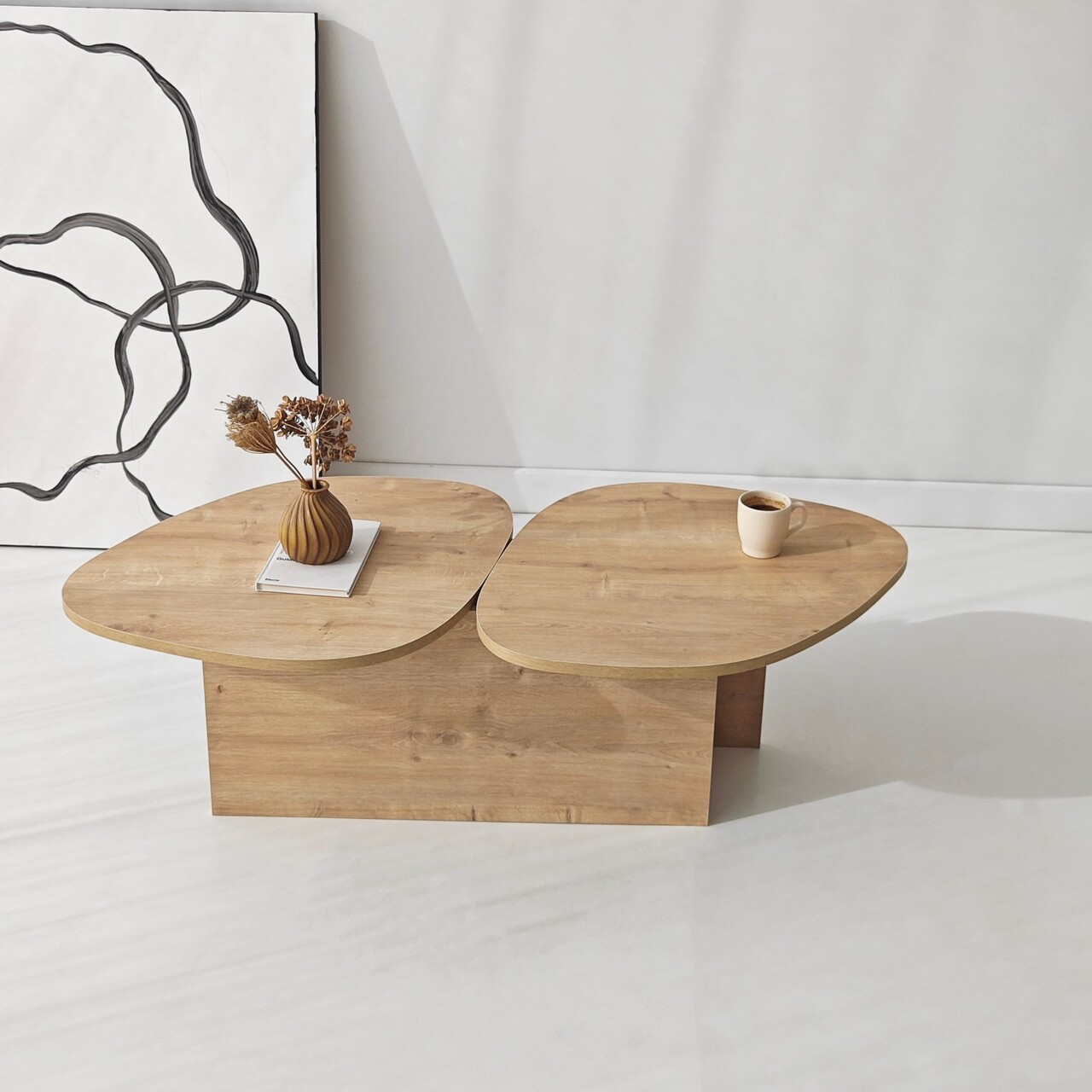 Masuta de cafea, Hanah Home, Stones, 125x38x60 cm, Maro - view 10