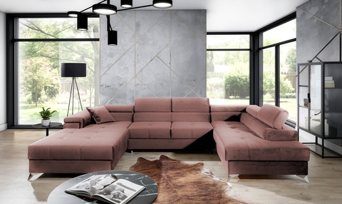 Coltar extensibil dreapta 5 locuri ELTAP, Edr-108, Eduardo, 337x205x88 cm, lemn/poliester, roz