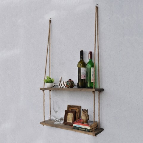 Raft pentru perete aa042, evila originals, 2 nivele, 60x13x60 cm, maro