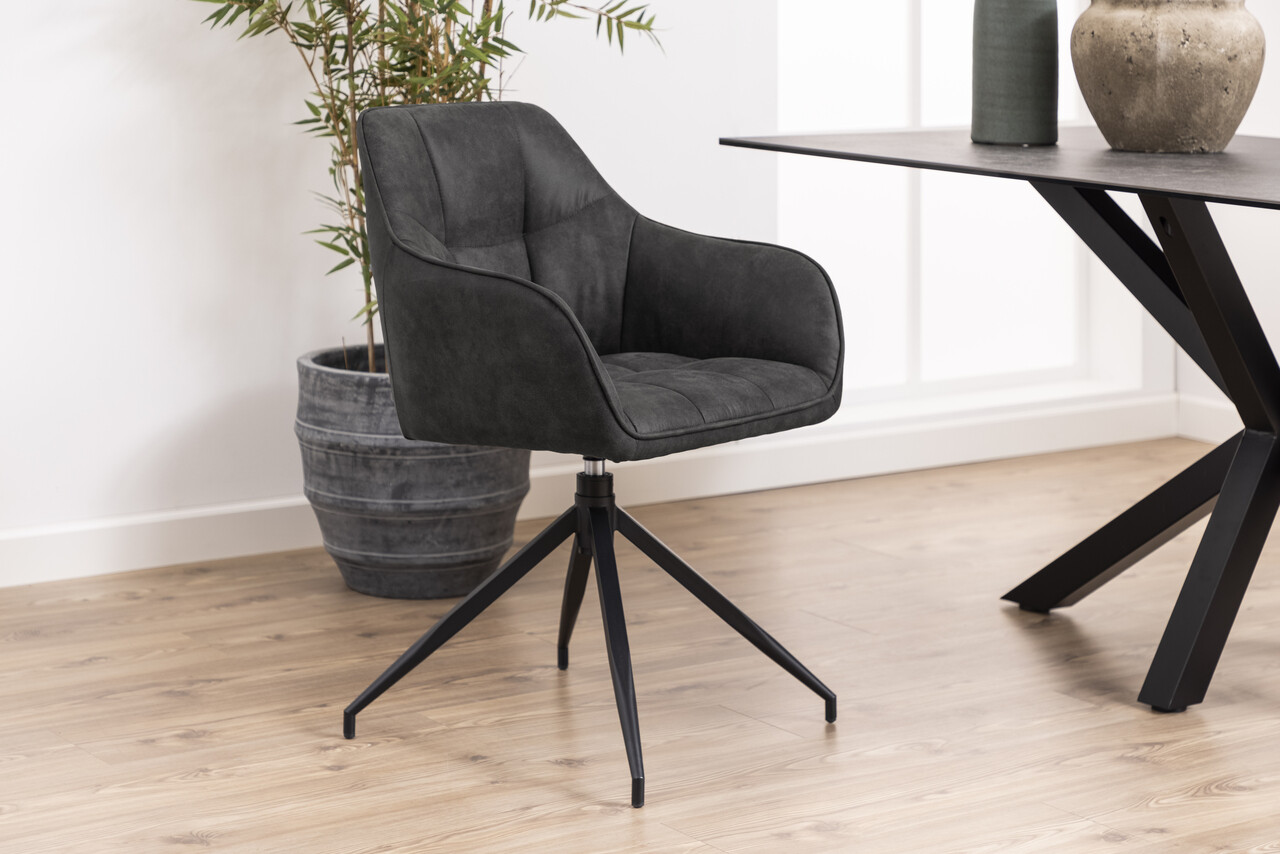 Scaun Brenda, Actona, 58x54.5x84.5 cm, rotativ, poliester/otel, antracit - view 4