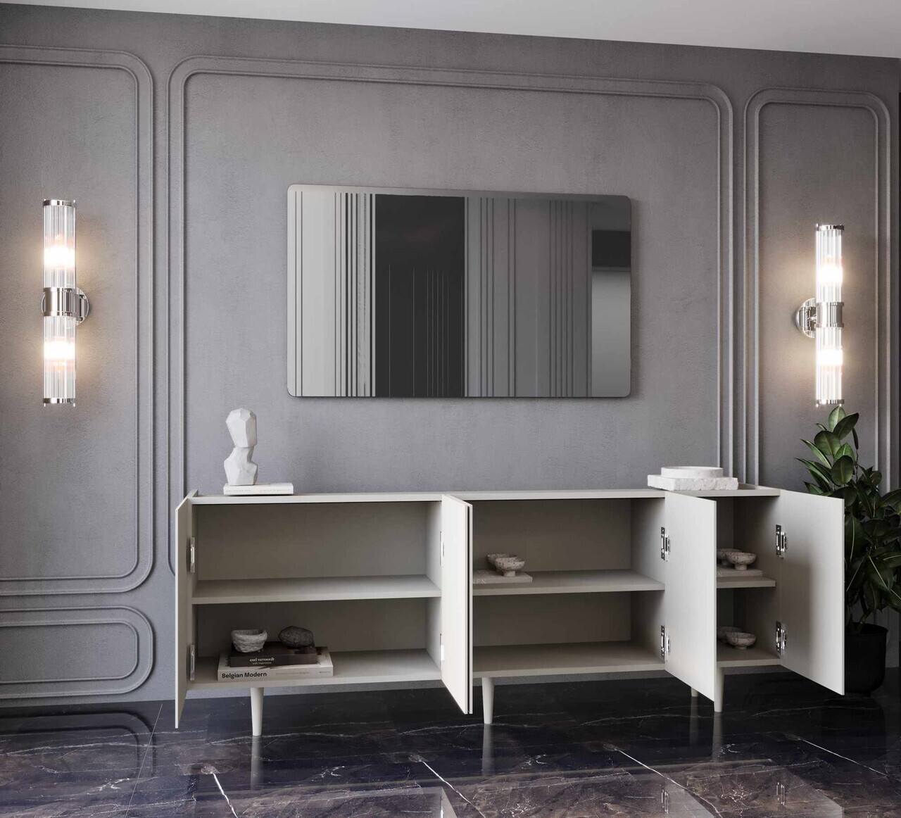 Consola, Hanah Home, Capella 180, 180x60x40 cm, MDF, Gresie - view 3