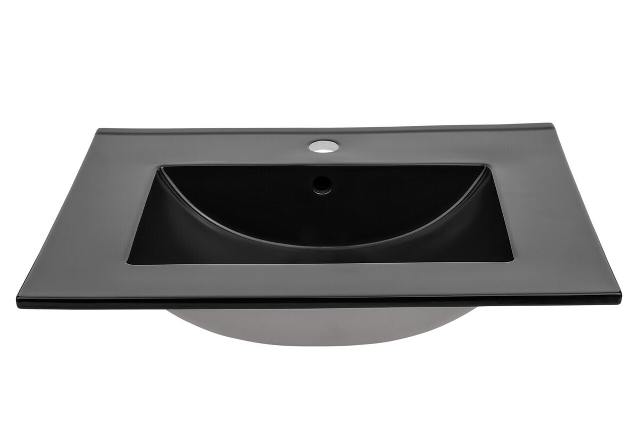 Set dulap de baie cu lavoar si sifon, 60 cm Lava, Xilo Black, Comad, MDF/PAL laminat, stejar wotan/ gri piatra — imaginea 4
