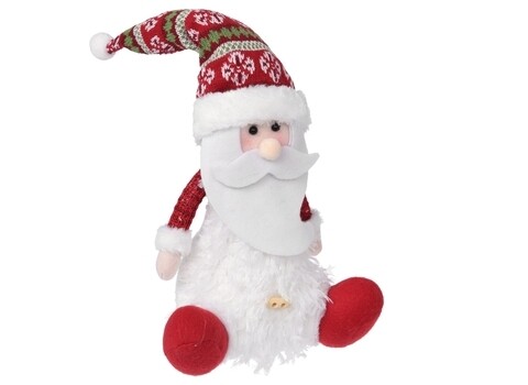 Decoratiune luminoasa Santa, 17x27 cm, poliester, alb/rosu
